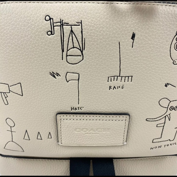 Coach X Jean-Michel Basquiat MEN'S Track Backpack Leather Ivory Multi NWT - Picture 3 of 9